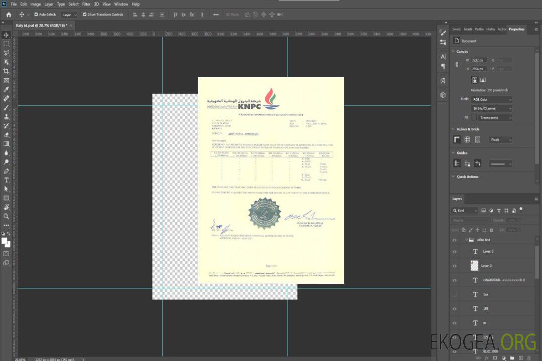 Certificat d'enregistrement du Koweït template
